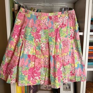 Lilly Pulitzer Patchwork Pleated Wrap Skirt. Size 8